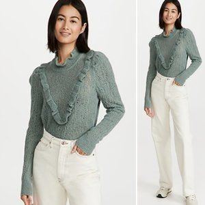 NWT! VERONICA BEARD Sorina Sage ruffle Sweater Size Large